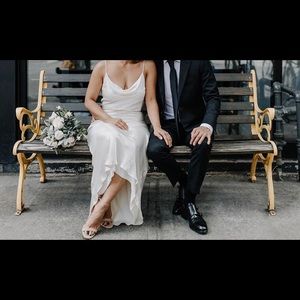 Cream Satin Slip Maxi Wedding Bridal Dress Boho